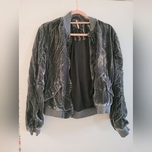 Frew People Crushed Velvet Ruched Bombet Jacket